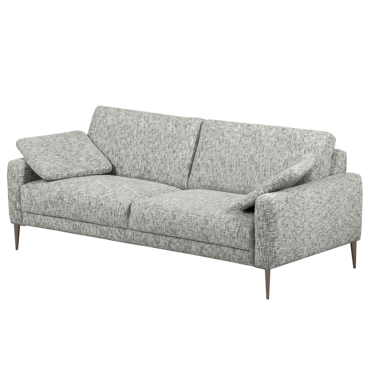 3,5-SITZER - Schwarzchrom/Grau, Design, Textil/Metall (207/85/92cm) - Livetastic