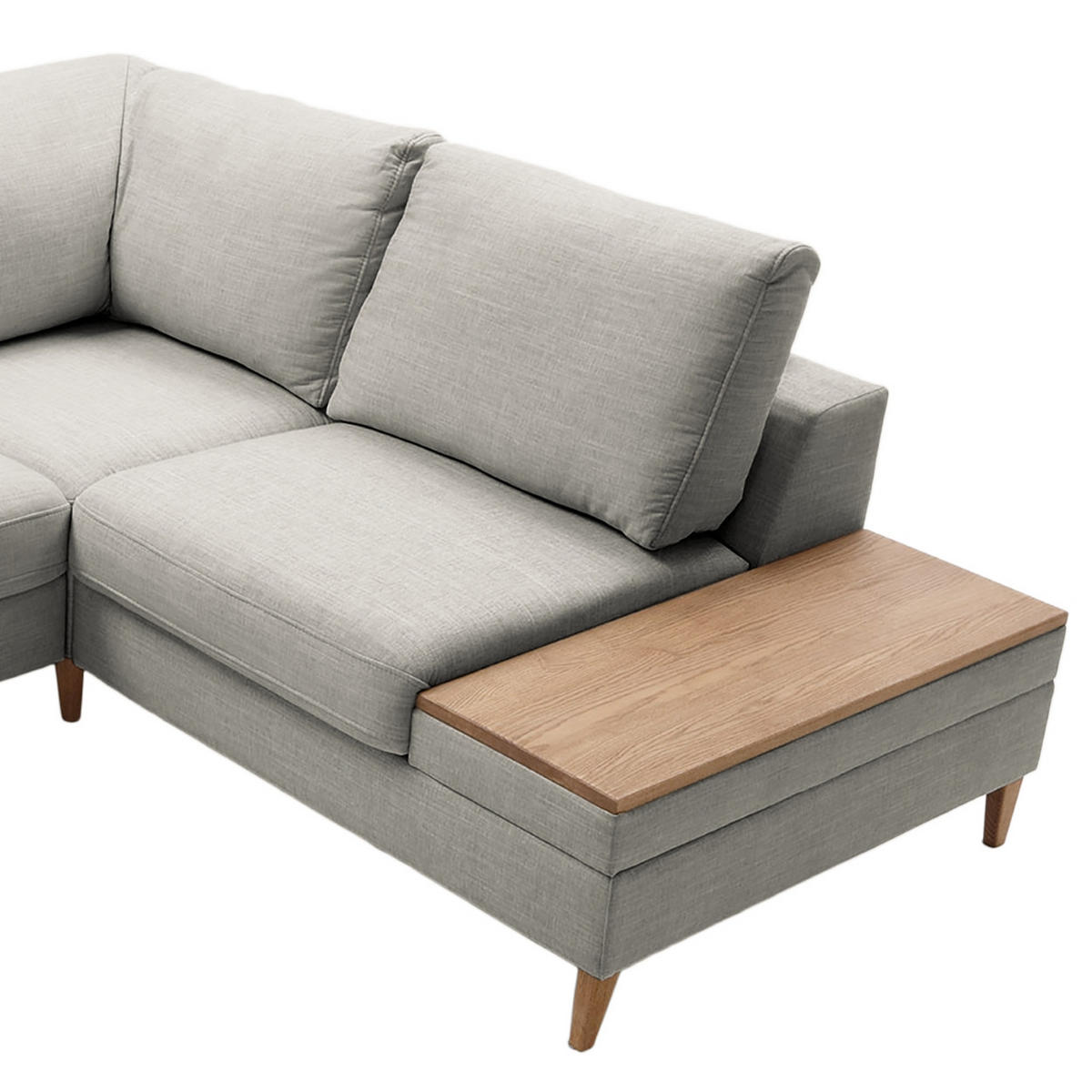 ECKSOFA in Webstoff Grau  - Eschefarben/Grau, Modern, Holz/Textil (260/90/204cm) - Trendmanufaktur