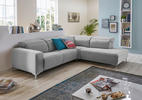 ECKSOFA Hellgrau Flachgewebe  - Hellgrau/Schwarz, Design, Textil/Metall (238/290cm) - Pure Home Lifestyle