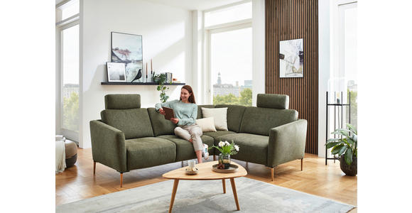 ECKSOFA Olivgrün Flachgewebe - Eichefarben/Olivgrün, Design, Holz/Textil (238/186cm) - Valnatura