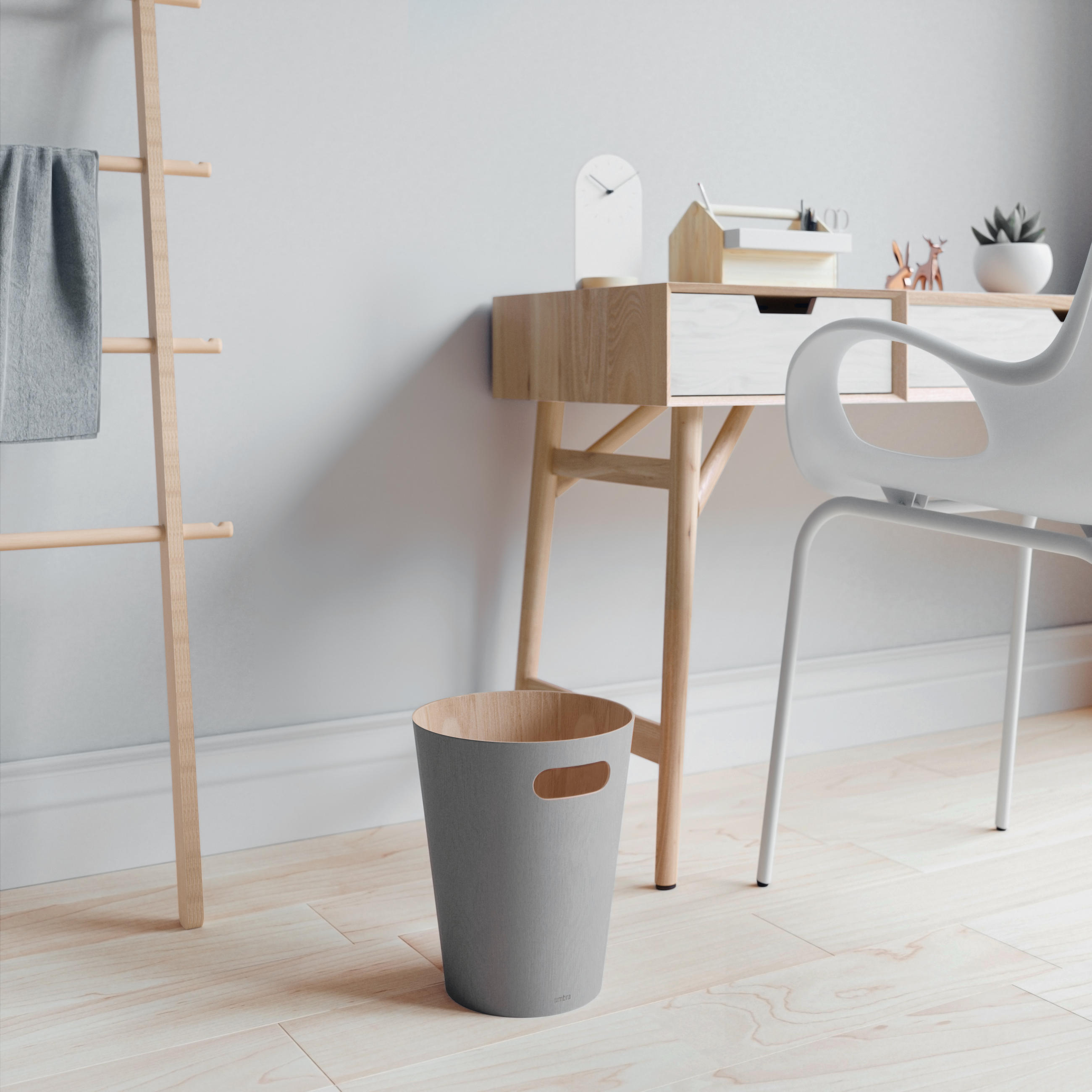 PAPIERKORB Woodrow 7,5 L  - Naturfarben/Grau, Design, Holz (23/28/23cm) - Umbra