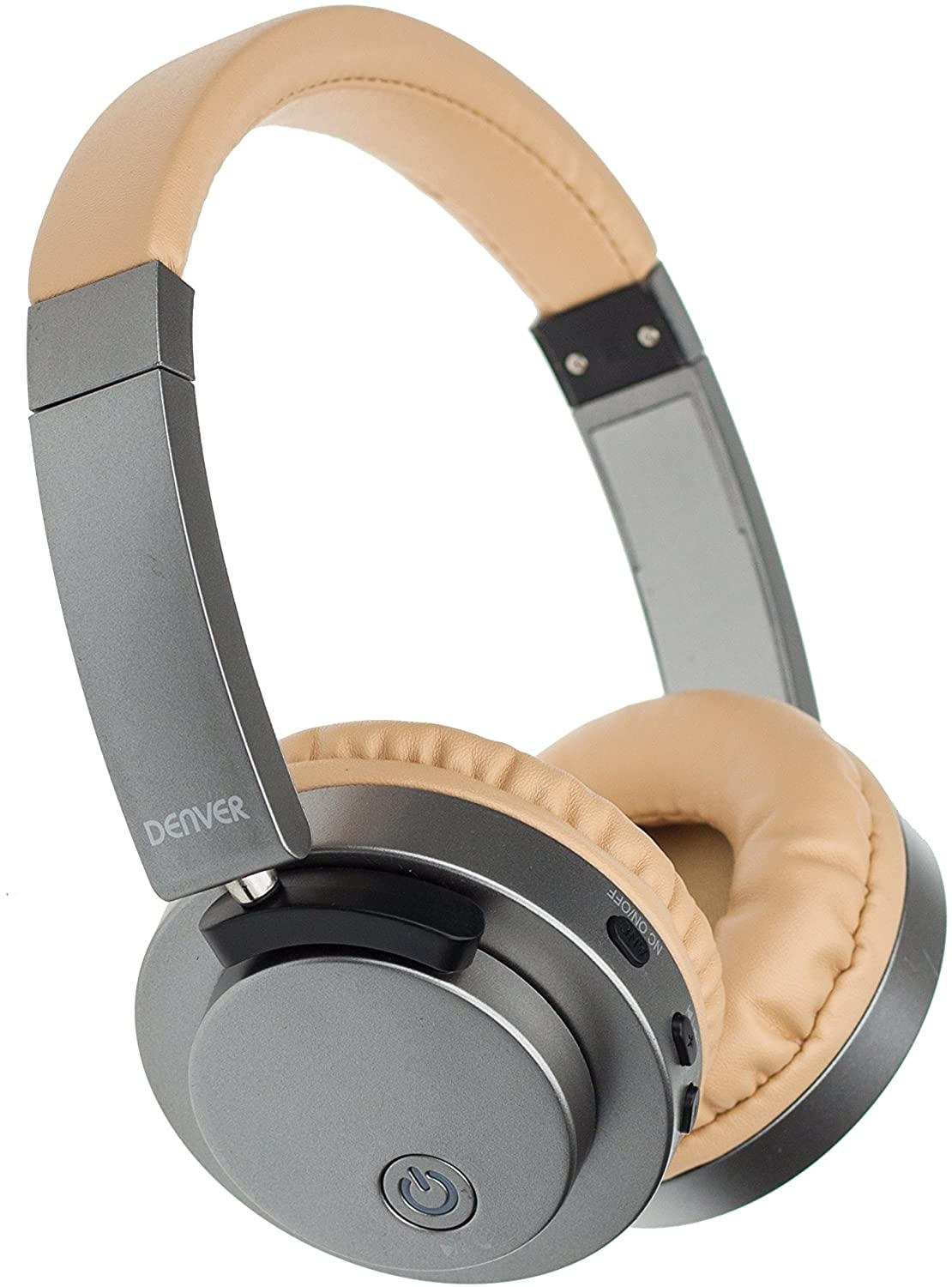 BLUETOOTH-KOPFHÖRER MIT MIKRO - Chromfarben/Beige, Design, Leder/Kunststoff (17/19,5cm)