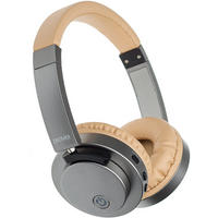 BLUETOOTH-KOPFHÖRER MIT MIKRO - Chromfarben/Beige, Design, Leder/Kunststoff (17/19,5cm)