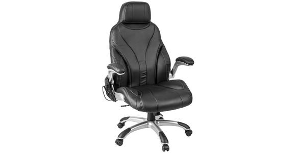 CHEFSESSEL in Lederlook Schwarz - Silberfarben/Schwarz, KONVENTIONELL, Textil/Metall (70/124(117)/76,5cm) - Cantus