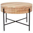 COUCHTISCH Akazie vollmassiv 70/70/50 cm rund Schwarz, Akaziefarben - Schwarz/Akaziefarben, Basics, Holz/Metall (70/70/50cm) - Carryhome