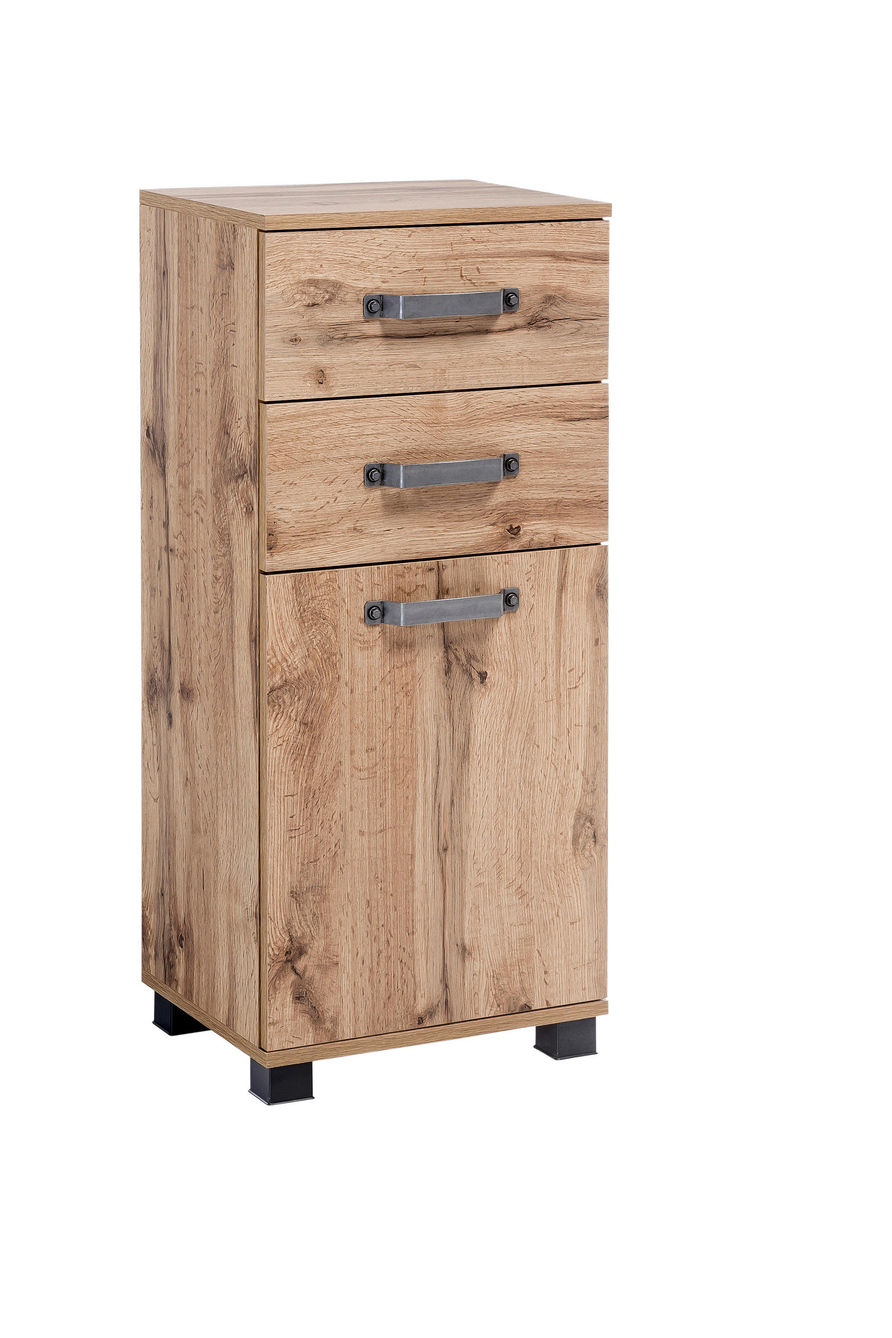 UNTERSCHRANK 40,3/94,8/32 cm   - Eichefarben/Schwarz, KONVENTIONELL, Holzwerkstoff/Metall (40,3/94,8/32cm) - MID.YOU