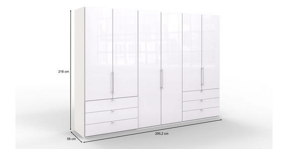 FALTTÜRENSCHRANK Glasfront  in Weiß  - Chromfarben/Weiß, Basics, Glas/Holzwerkstoff (300/216/58cm) - Venda