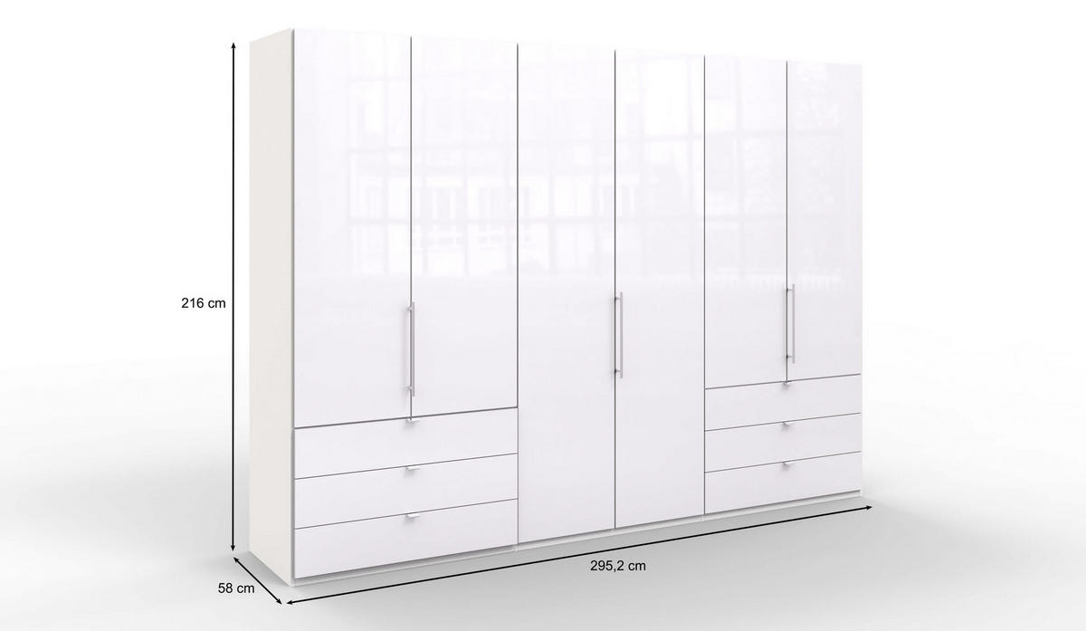 FALTTÜRENSCHRANK in Weiss  - Chromfarben/Weiss, Basics, Glas/Holzwerkstoff (300/216/58cm) - Venda