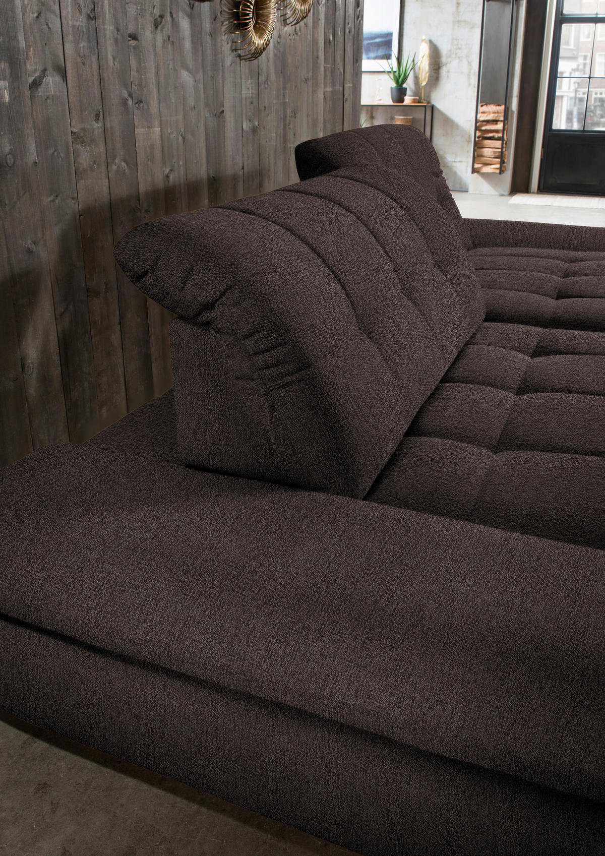 ECKSOFA in Mikrofaser Braun  - Schwarz/Braun, Design, Textil/Metall (290/198cm) - Xora