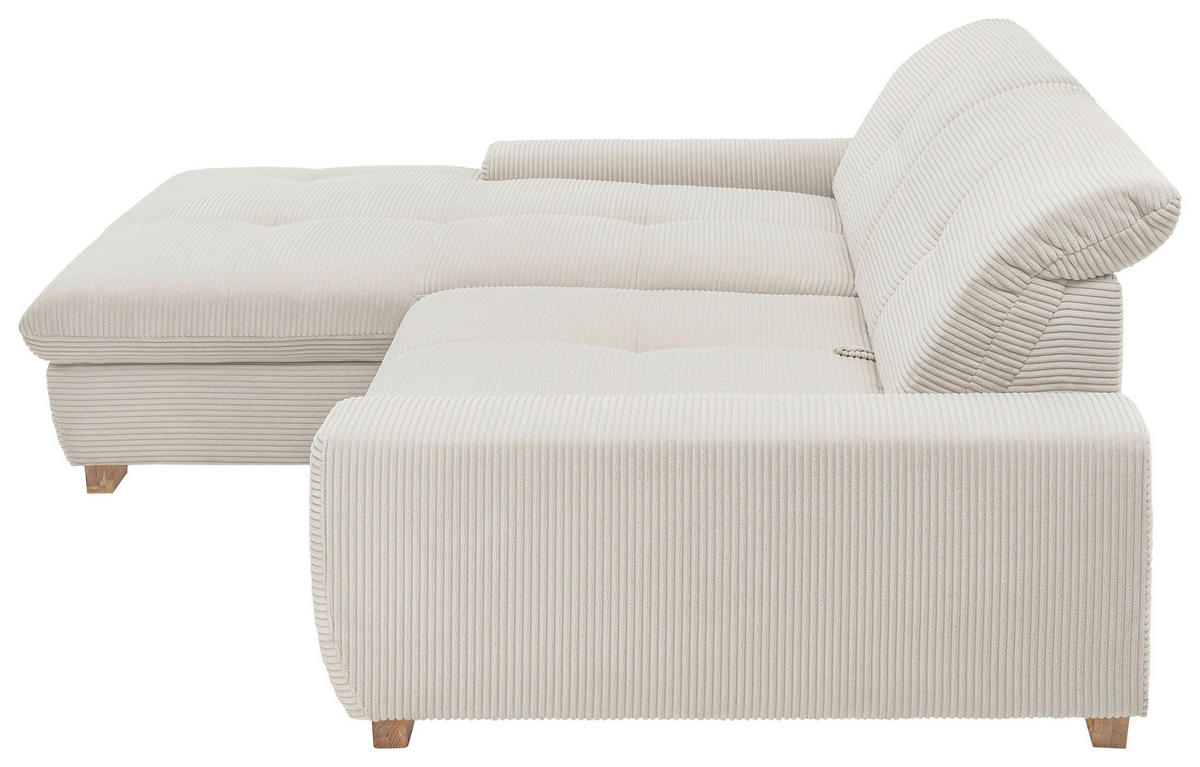 ECKSOFA Creme Cord  - Eichefarben/Creme, Design, Holz/Textil (198/276cm) - SetOne by Musterring