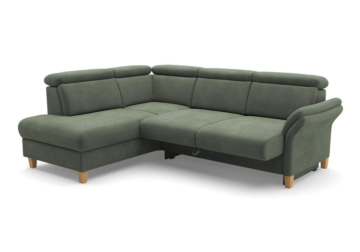 ECKSOFA GLENDALE E Dunkelgrün Flachgewebe  - Dunkelgrün/Eichefarben, KONVENTIONELL, Holz/Textil (193/247cm) - Sit & More