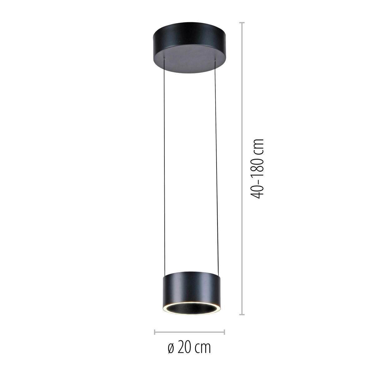 LED-HÄNGELEUCHTE 20/20/180 cm   - Grau, Design, Kunststoff/Metall (20/20/180cm) - Neuhaus PURE
