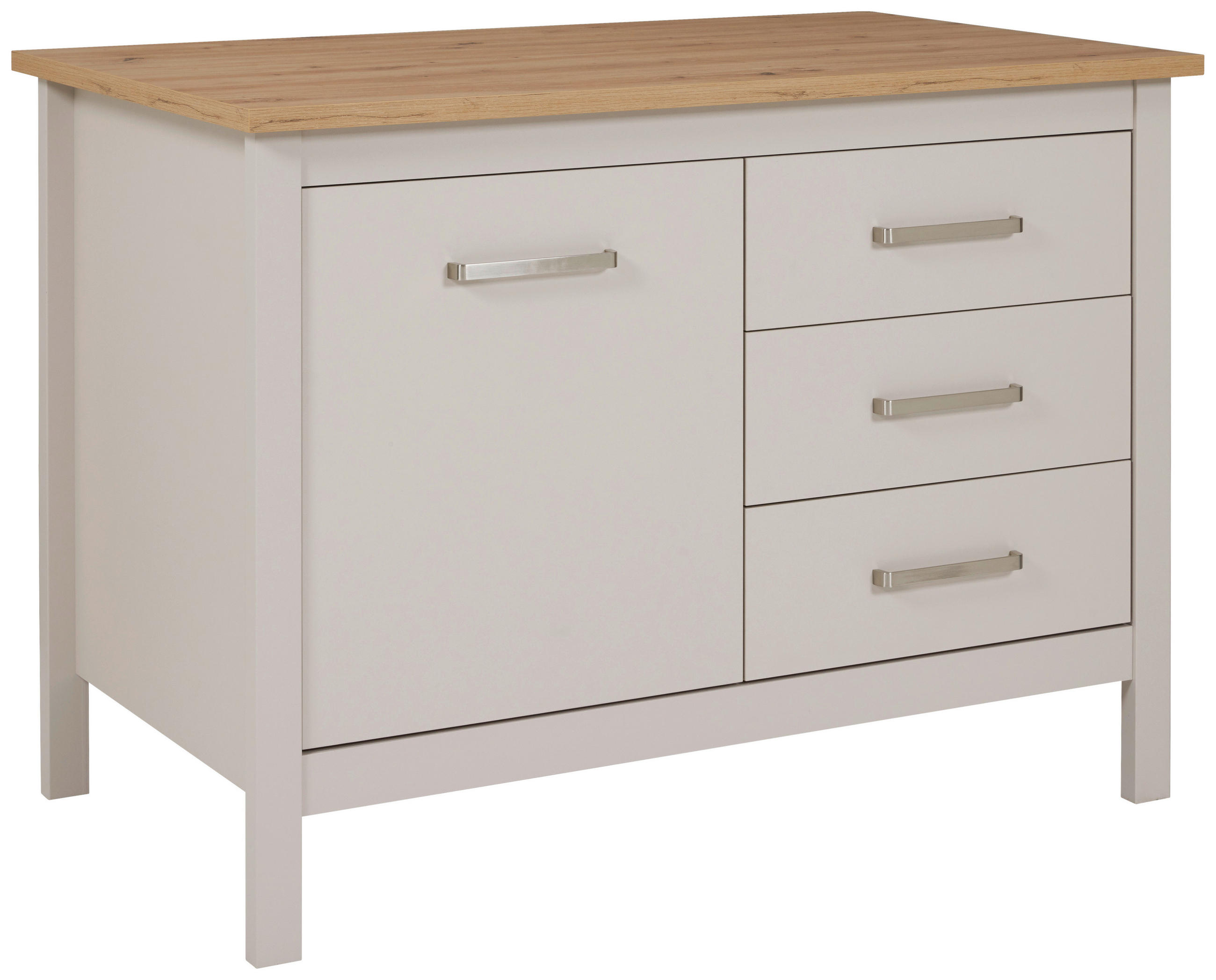 KÜCHENINSEL 124/91,5/75 cm  in Kaschmir, Eiche Artisan  - Kaschmir/Silberfarben, ROMANTIK / LANDHAUS, Holzwerkstoff/Metall (124/91,5/75cm) - home24