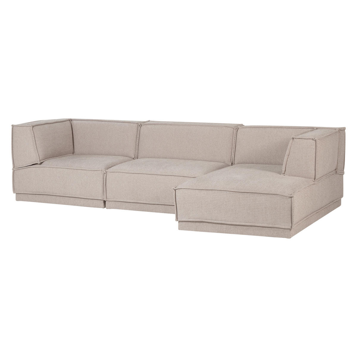 ECKSOFA Manu in Chenille Naturfarben  286/160 cm  - Schwarz/Naturfarben, MODERN, Kunststoff/Textil (286/160cm) - Livetastic