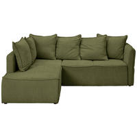 ECKSOFA in Chenille Olivgrün  - Schwarz/Olivgrün, Konventionell, Kunststoff/Textil (193/233cm) - Carryhome