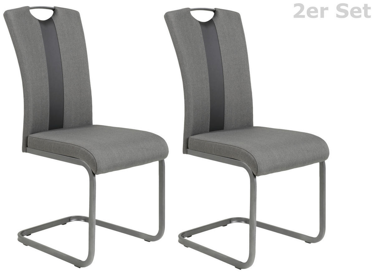 SCHWINGSTUHL-SET 2 Stück  in Stahl Webstoff  - Anthrazit/Grau, MODERN, Textil/Metall (43/98/56cm) - MID.YOU