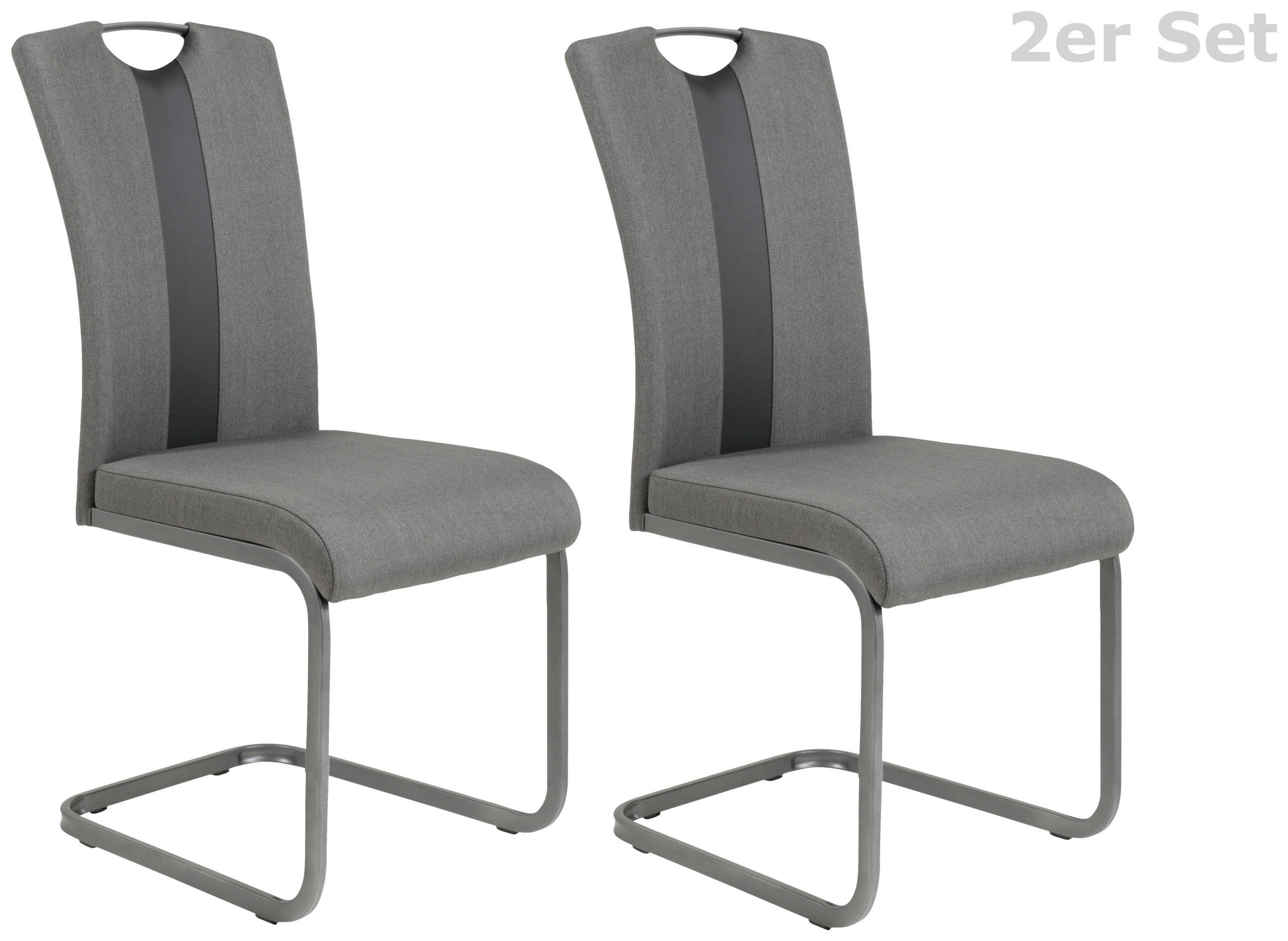 Schwingstuhl Amber Anthrazit/ Grau Gepolstert 2er-Set