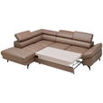 ECKSOFA in Echtleder Haselnussfarben  - Schwarz/Haselnussfarben, Design, Leder/Metall (220/270cm) - Novel