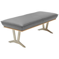 HOCKERBANK 130/49/54 cm  in Grau  - Edelstahlfarben/Beige, Design, Leder/Holz (130/49/54cm) - Ambiente