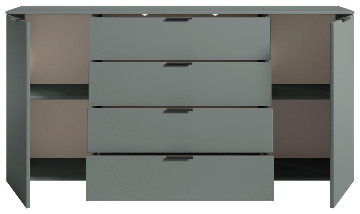 KOMODA S VRATIMA - žalfijazelena/crna, Osnovno, pločasti materijal/plastika (180/90/40cm) - Xora