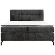 BOXSPRINGBETT 160/200 cm,  in Anthrazit, Topper, H2 + H3 = mittel + fest  - Anthrazit/Schwarz, Design, Textil/Metall (160/200cm) - Esposa