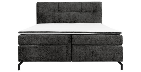 BOXSPRINGBETT 160/200 cm,  in Anthrazit, Topper, H2 + H3 = mittel + fest  - Anthrazit/Schwarz, Design, Textil/Metall (160/200cm) - Esposa