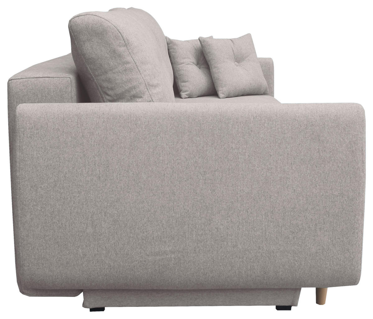 SCHLAFSOFA  mit Liegefunktion, Schlafen auf Sitzhöhe, Rücken echt Webstoff Grau  - Buchefarben/Grau, KONVENTIONELL, Holz/Textil (220/90/95cm) - Carryhome