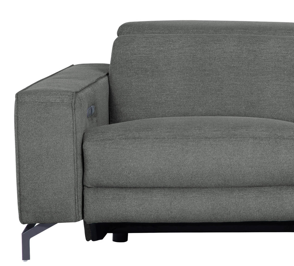 ECKSOFA Grau Webstoff  - Schwarz/Grau, Design, Textil/Metall (278/176cm) - Livetastic