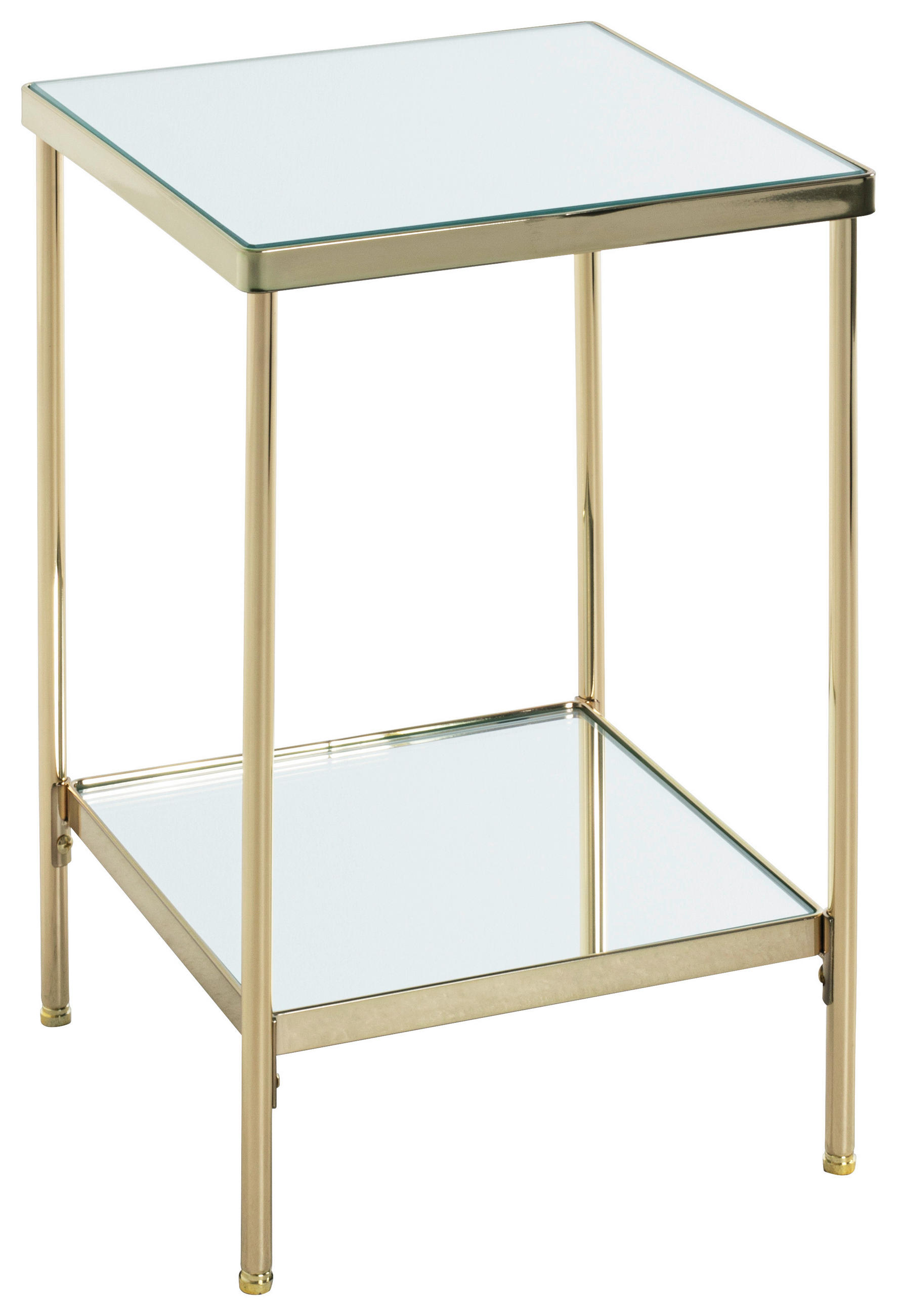 BEISTELLTISCH 29/29/46 cm Messingfarben quadratisch  - Messingfarben, Trend, Glas/Metall (29/29/46cm)