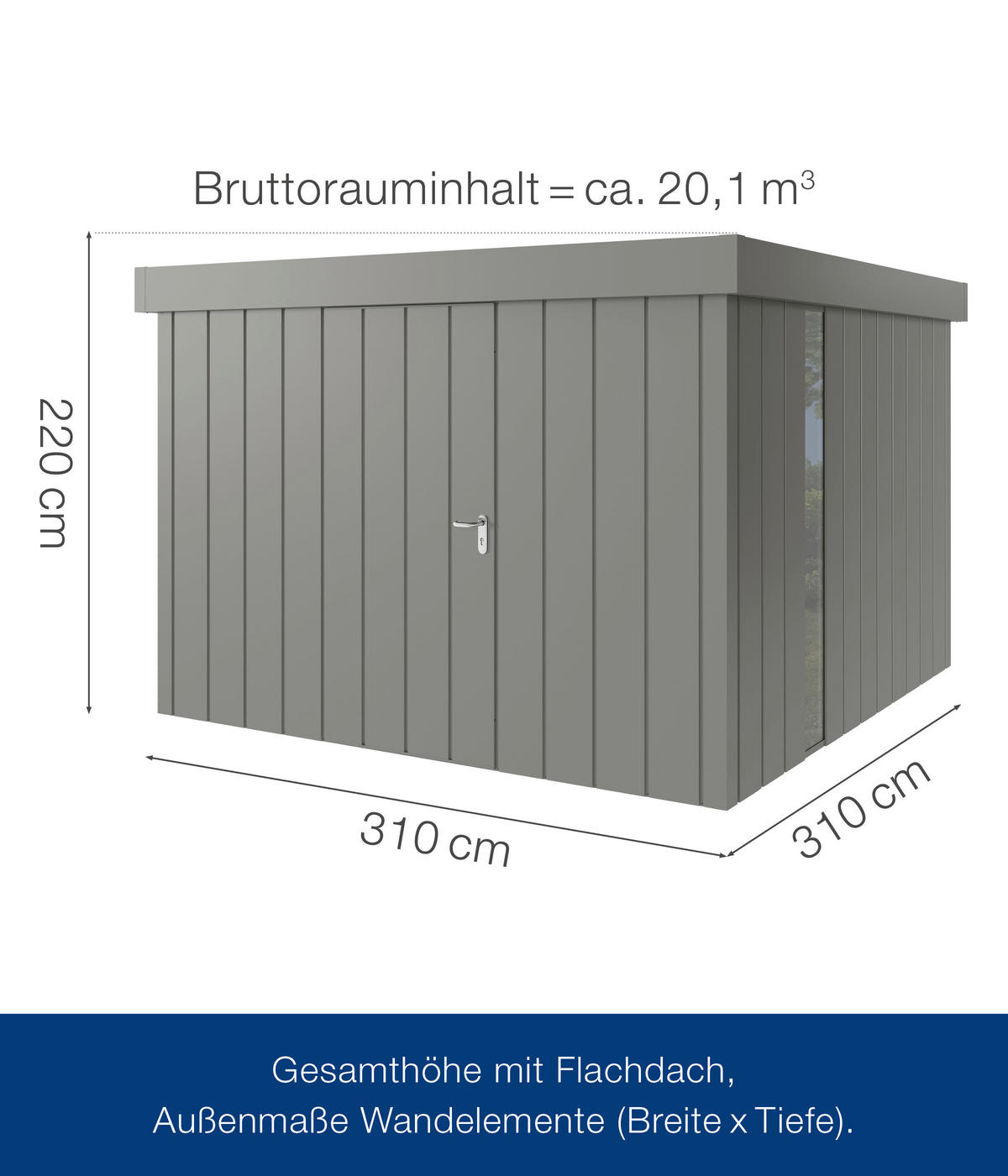 GERÄTEHAUS 325/220/323 cm  - Alufarben, Basics, Metall (325/220/323cm)