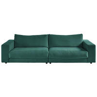 3-SITZER-SOFA in Feincord Grün  - Schwarz/Grün, Design, Kunststoff/Textil (290/86/127cm) - Lomoco