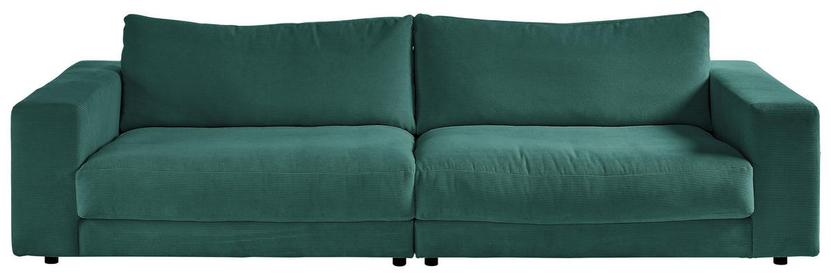 3-SITZER-SOFA in Feincord Grün  - Schwarz/Grün, Design, Kunststoff/Textil (290/86/127cm) - Lomoco