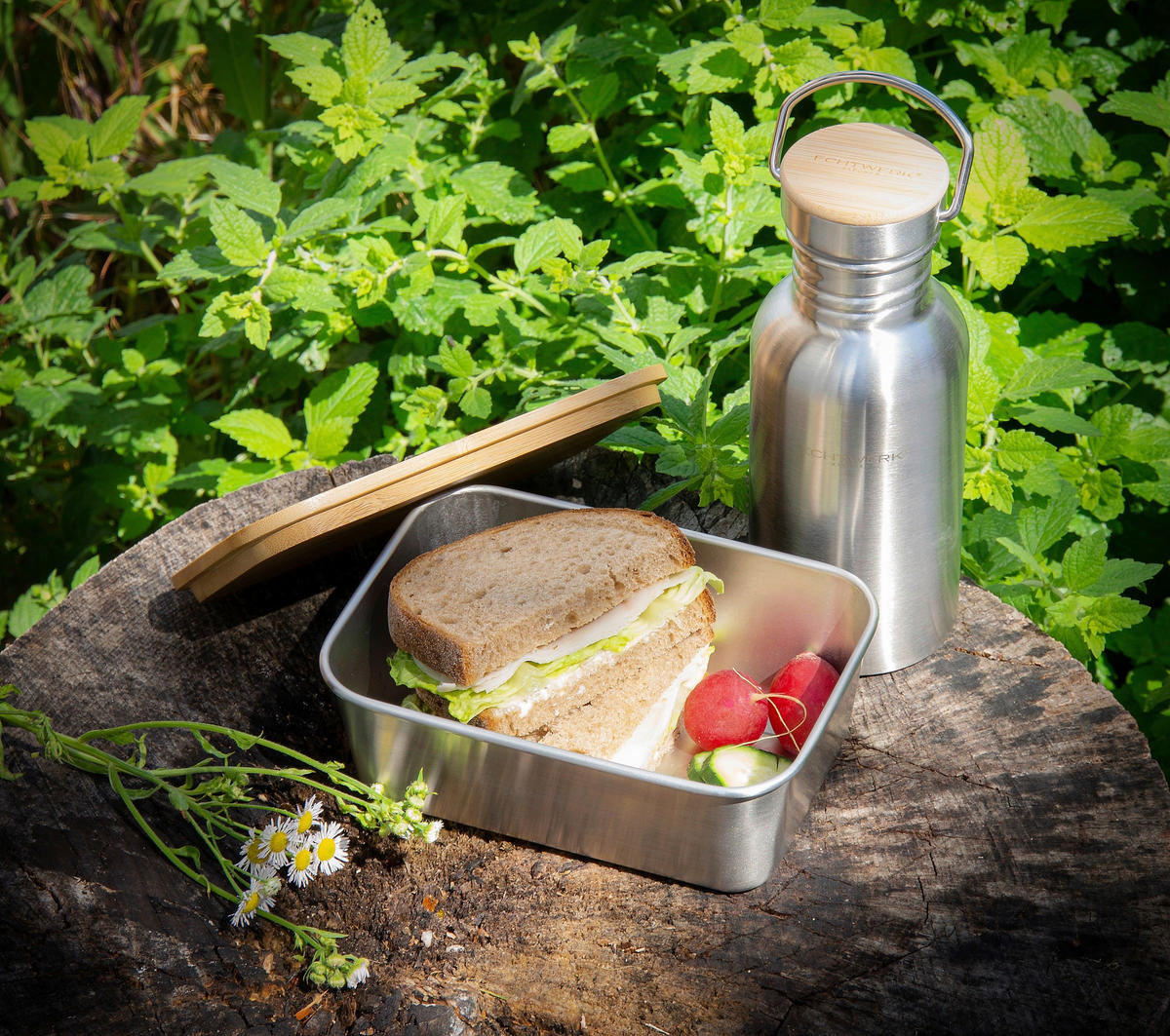 LUNCHBOX - silver, Basics, metall/trä (20/15/7,5cm) - Echtwerk