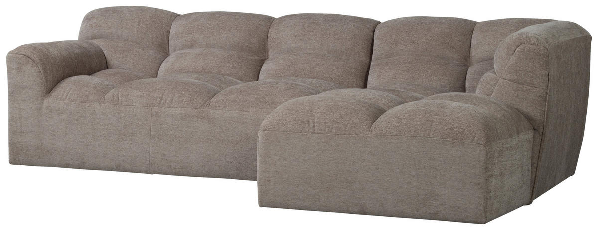 ECKSOFA Tibas Sandfarben Webstoff  inkl.  - Sandfarben/Schwarz, Design, Kunststoff/Textil (280/165cm) - Livetastic