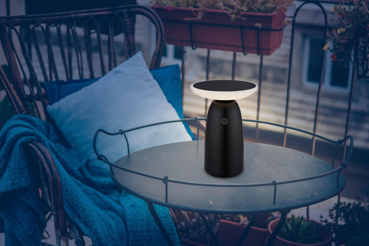 SOLARLEUCHTE  - Opal/Schwarz, Design, Kunststoff/Metall (16/22,5cm) - Globo