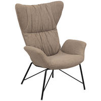 OHRENSESSEL Webstoff Braun  - Schwarz/Braun, Design, Textil/Metall (76/108/80cm) - MID.YOU