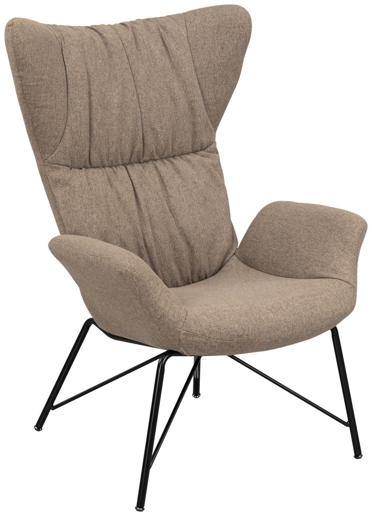 OHRENSESSEL Webstoff Braun  - Schwarz/Braun, Design, Textil/Metall (76/108/80cm) - MID.YOU