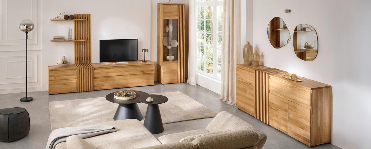 WOHNWAND  in Eichefarben  248,8/175,3/44 cm    - Eichefarben, Natur, Holz (248,8/175,3/44cm) - Linea Natura