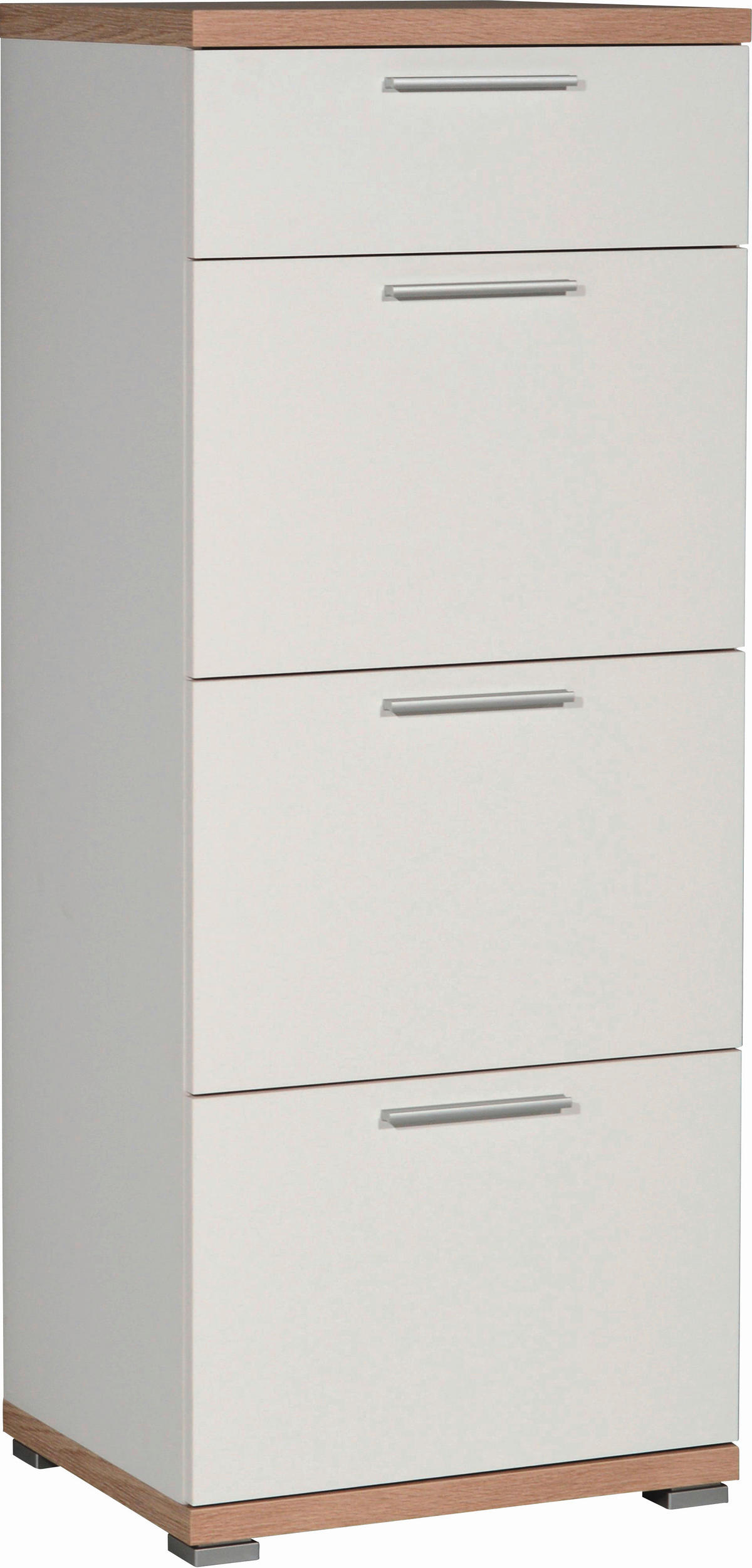 KOMODA  48/120/40 cm  bela, boja hrasta  - boja aluminijuma/boja hrasta, Dizajnerski, metal/pločasti materijal (48/120/40cm) - Carryhome