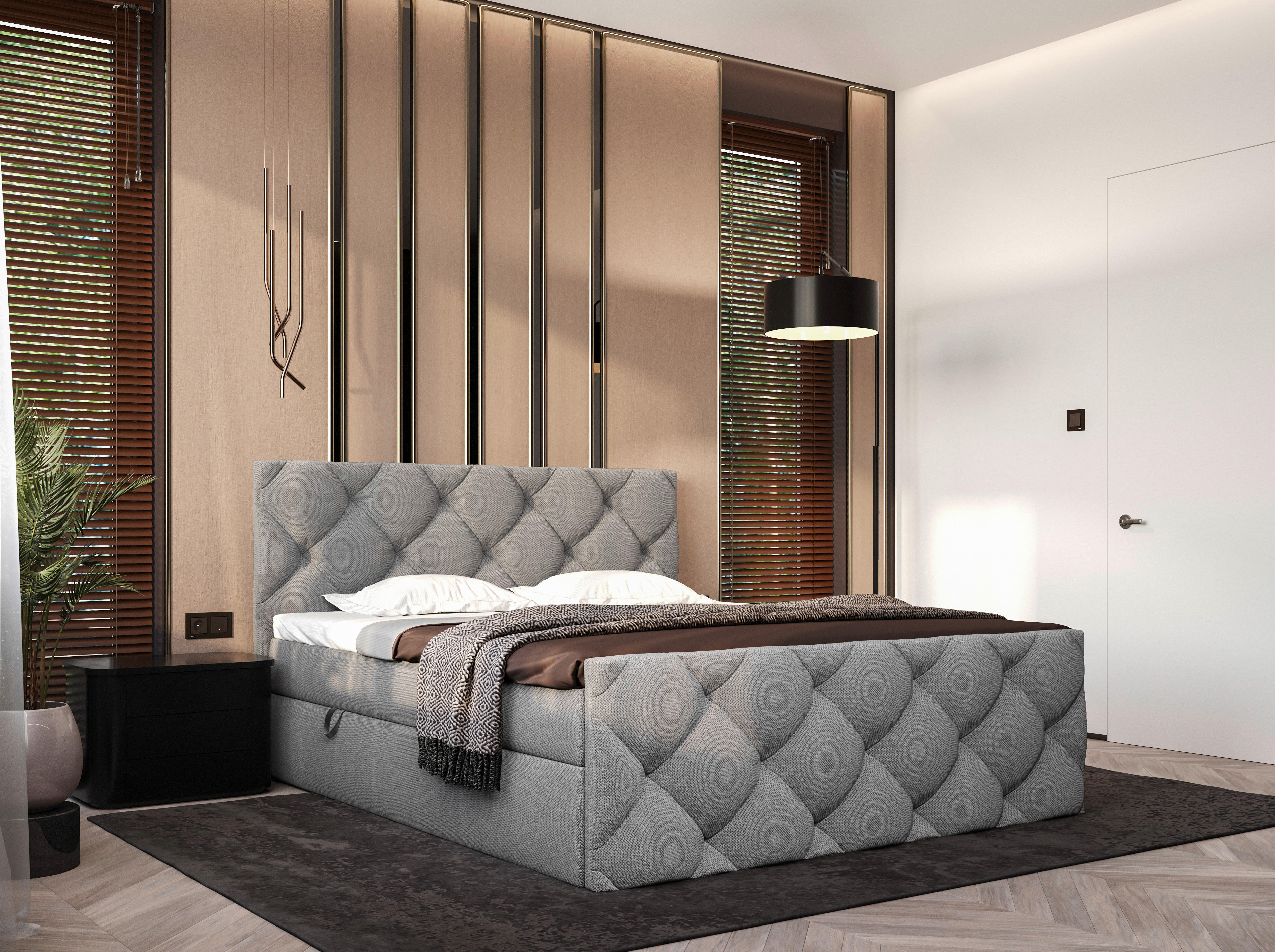BOXBETT 180/200 cm  in Dunkelgrau  - Dunkelgrau/Schwarz, KONVENTIONELL, Kunststoff/Textil (180/200cm) - Carryhome