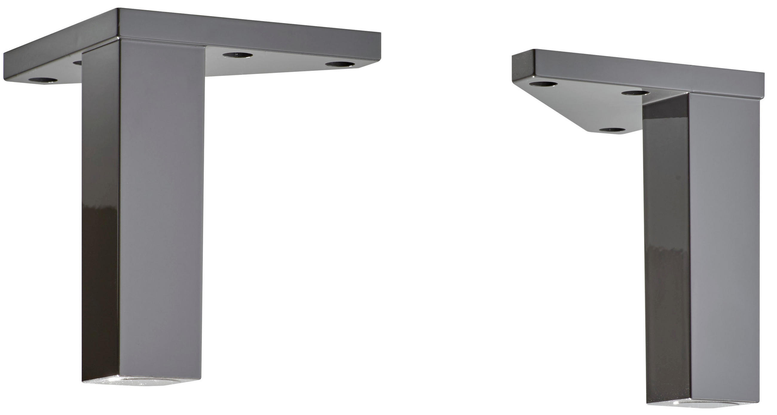 FUßSET 2,5/10/2,5 cm   - Graphitfarben/Grau, MODERN, Metall (2,5/10/2,5cm) - Xora