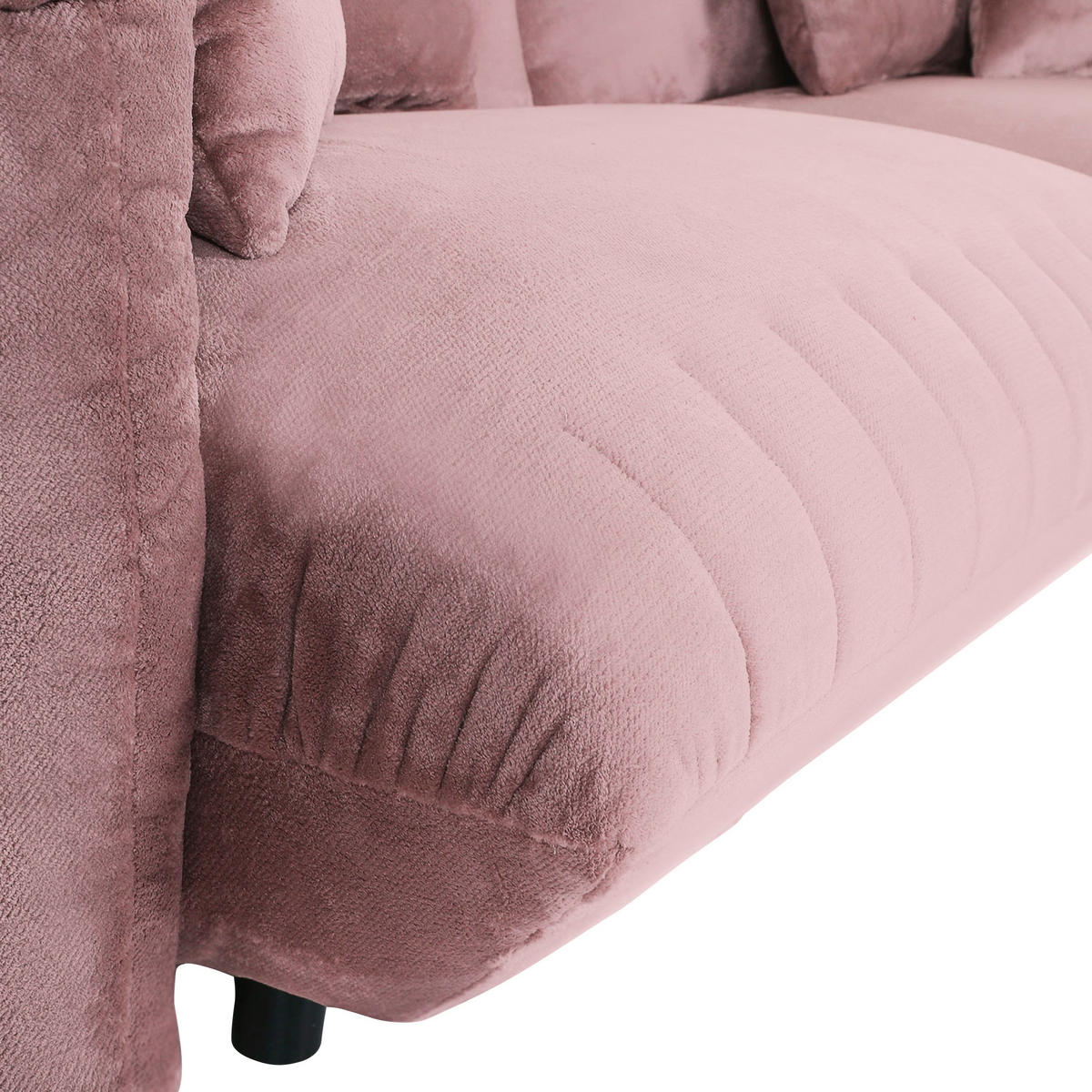 HÖRNSOFFA i plysch rosa  - svart/rosa, Klassisk, textil/plast (270/170cm) - MID.YOU