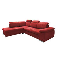 ECKSOFA Rot Mikrofaser  - Chromfarben/Rot, Design, Textil/Metall (228/283cm) - Livetastic