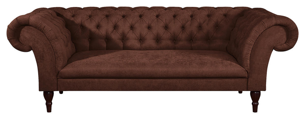 3-SITZER-SOFA Mikrofaser Braun  - Braun/Cappuccino, Design, Holz/Textil (232/79/97cm) - Livetastic