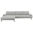 ECKSOFA  in Chenille Ecru  180/310 cm  - Ecru/Schwarz, Design, Textil/Metall (180/310cm) - Dieter Knoll