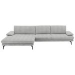 ECKSOFA  in Chenille Ecru  180/310 cm  - Ecru/Schwarz, Design, Textil/Metall (180/310cm) - Dieter Knoll