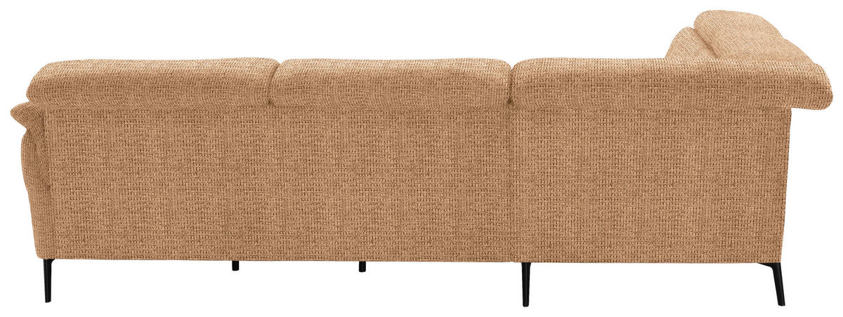 ECKSOFA in Struktur Cognac  - Cognac/Schwarz, Modern, Textil/Metall (235/275cm) - Cantus