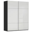 SCHWEBETÜRENSCHRANK 162/223/68 cm 2-türig Schwarz, Weiß  - Alufarben/Schwarz, KONVENTIONELL, Glas/Holzwerkstoff (162/223/68cm) - Novel