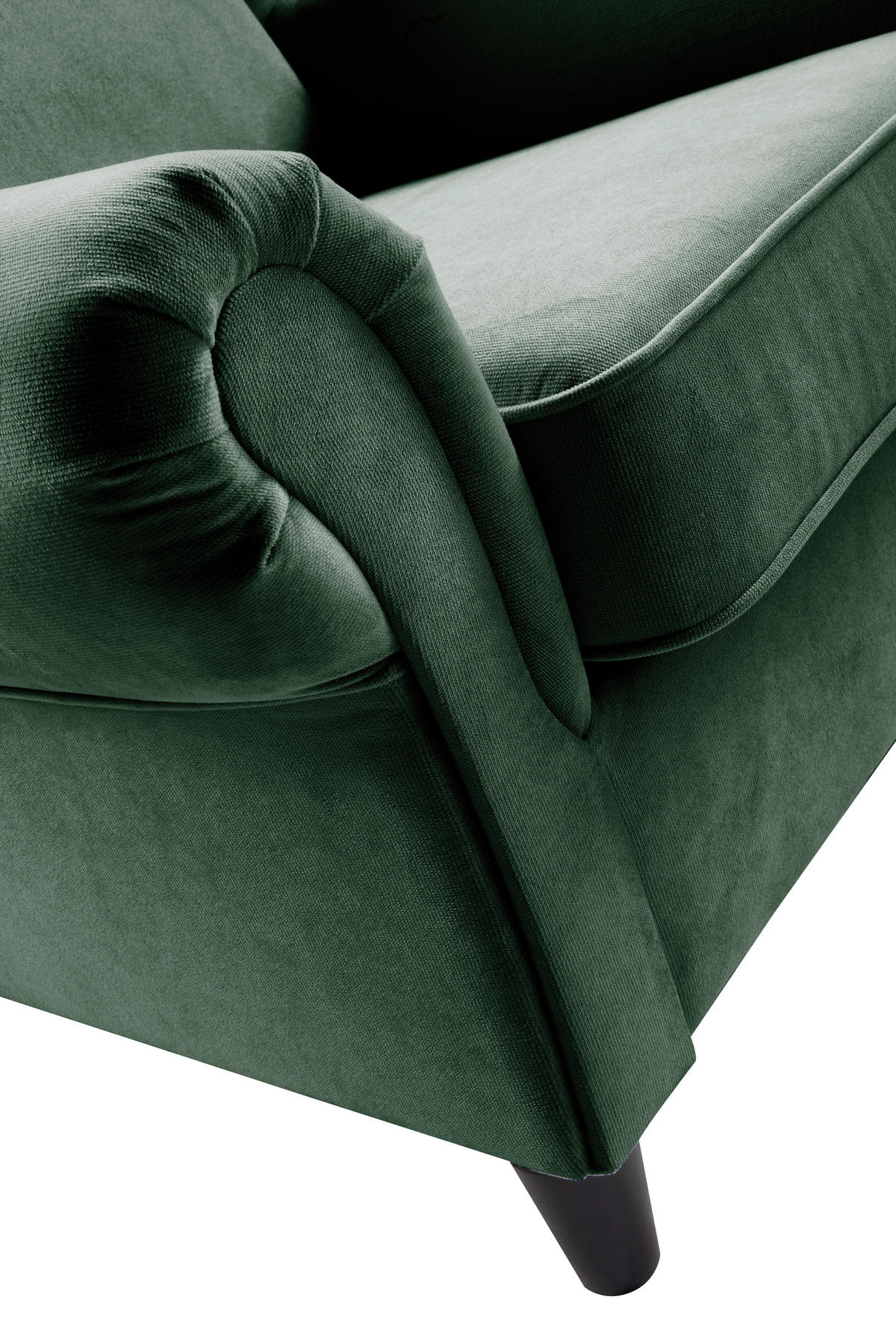 OHRENSESSEL Plüsch Dunkelgrün  - Dunkelgrün/Schwarz, Design, Holz/Textil (94/112/92cm) - MID.YOU