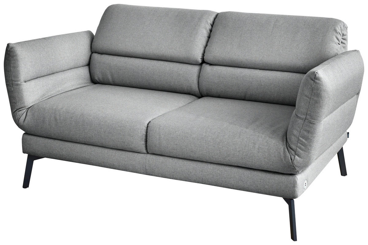 2-SITZER-SOFA Flachgewebe Grau  - Schwarz/Grau, Design, Textil/Metall (178-226/83-113/96-177cm) - Dieter Knoll